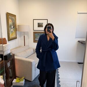 Trina Turk Navy Belted Coat